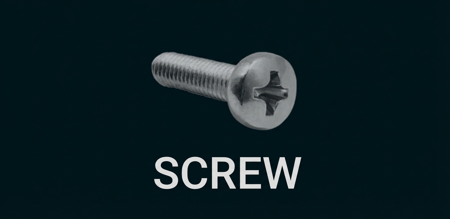 Glänzende Metallschraube mit Kreuzschlitz, liegend